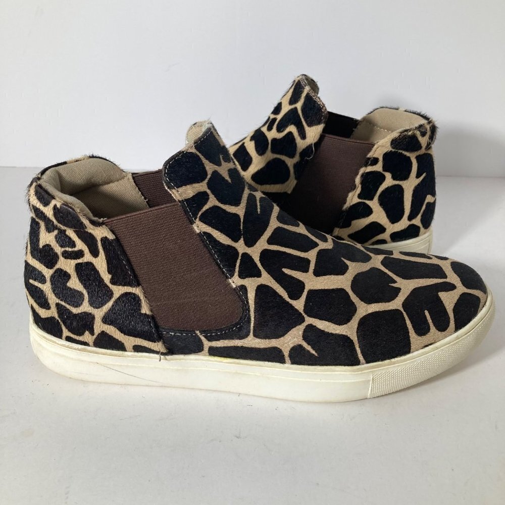 Womens Coconuts by Matisse Harlan Leather Cowhair Animal Print Sneakers 8.5